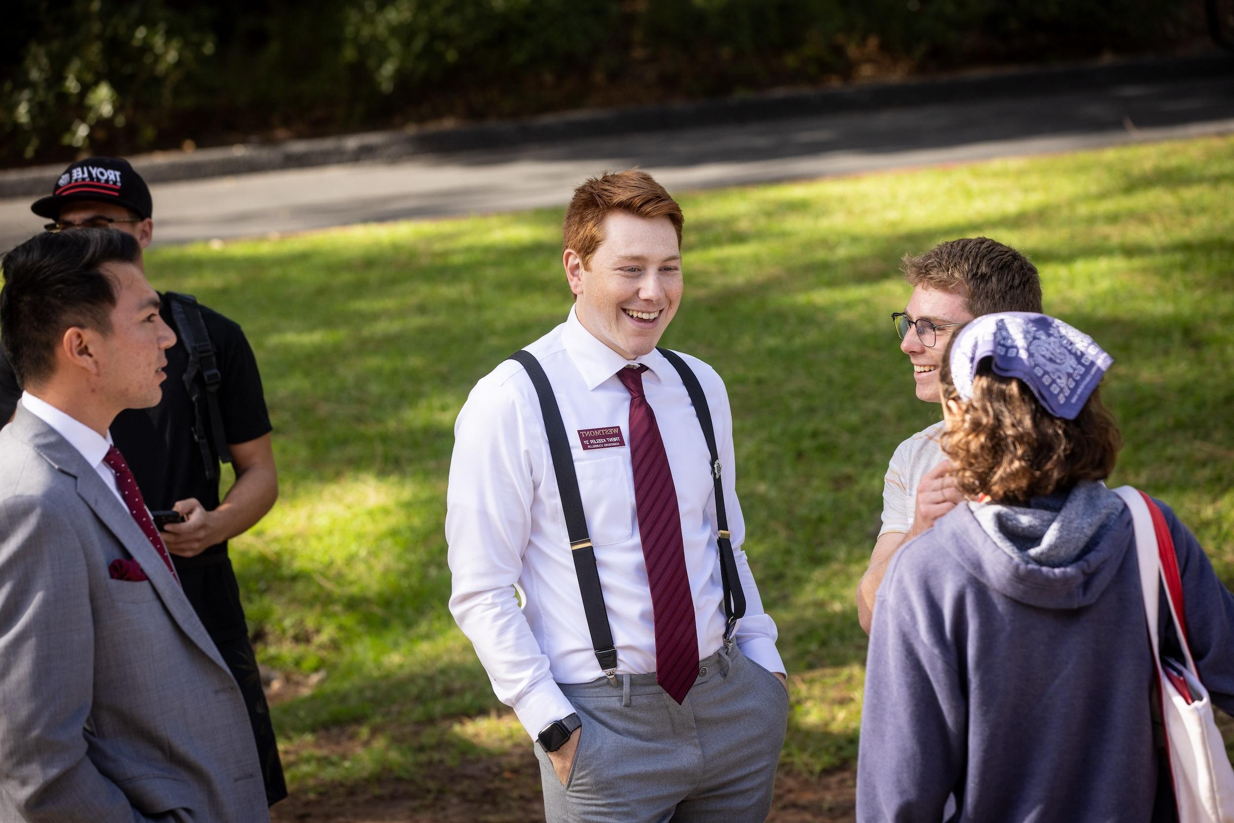 students talking and smiling