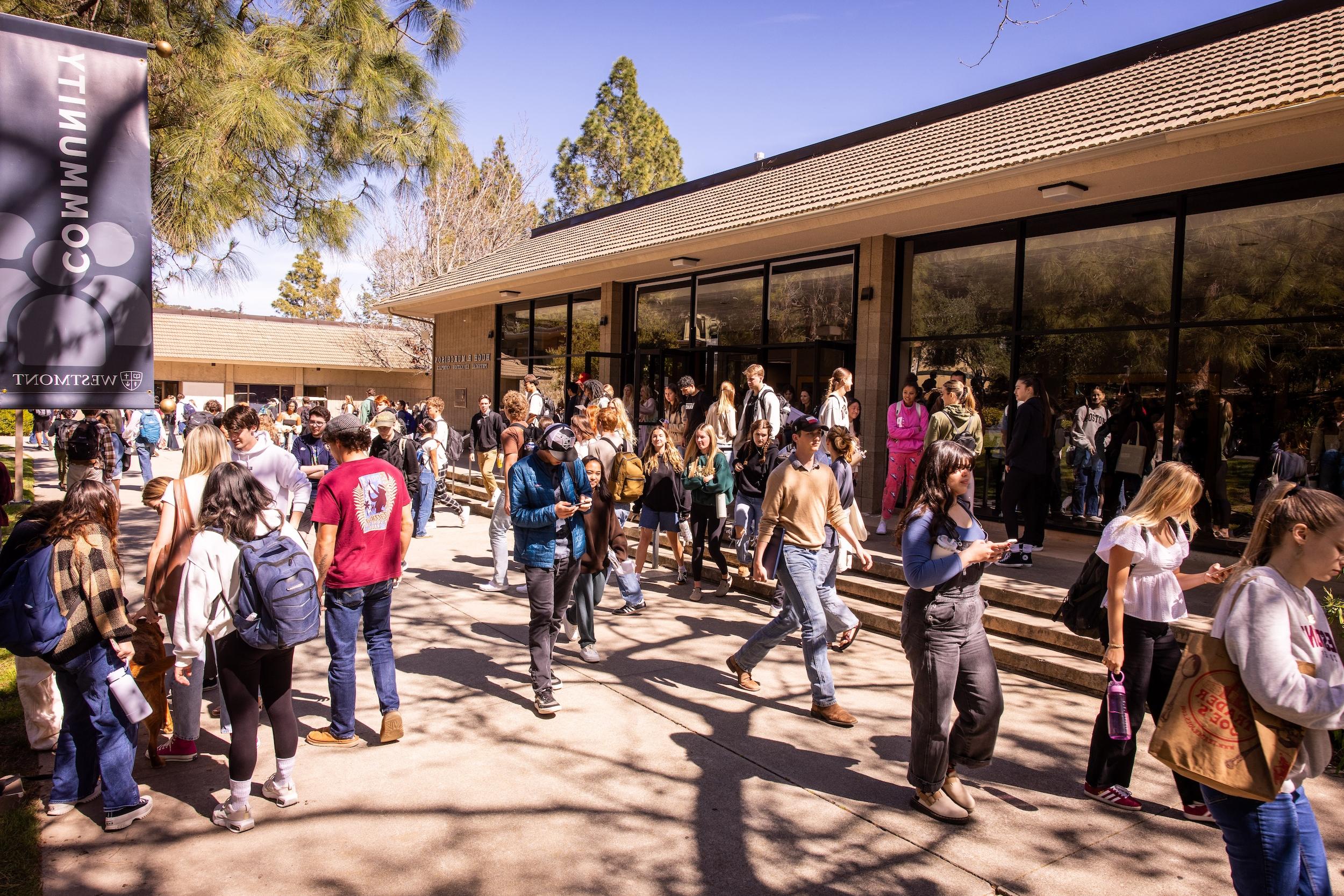 students walking from class on campus