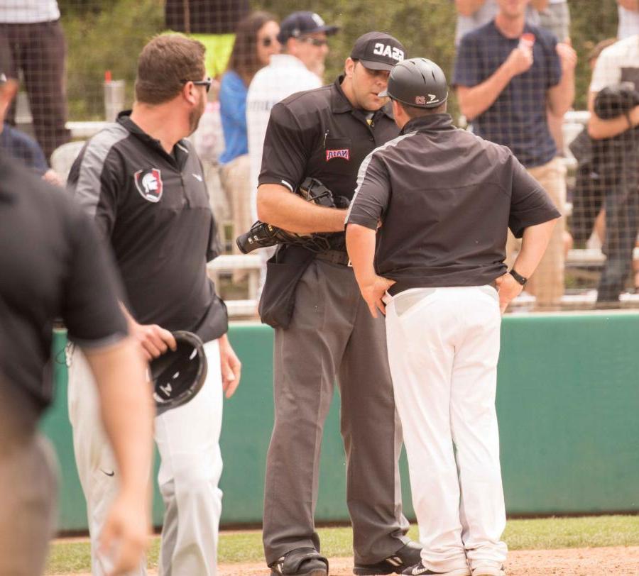 Westmont Baseball Coach Robert Ruiz Argues with Umpire